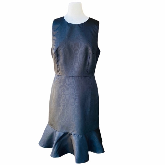 J. CREW Ruffle Hem Bow Back Black Sheen Sheath Dress Size 8 NEW - Picture 4 of 10